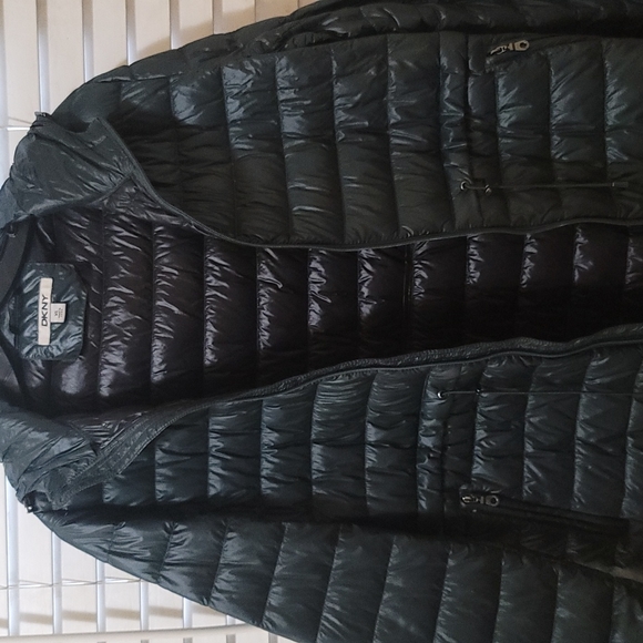 DKNY DONNA KARAN GREEN PACKABLE DOWN ANORAK JACKET - Picture 6 of 6